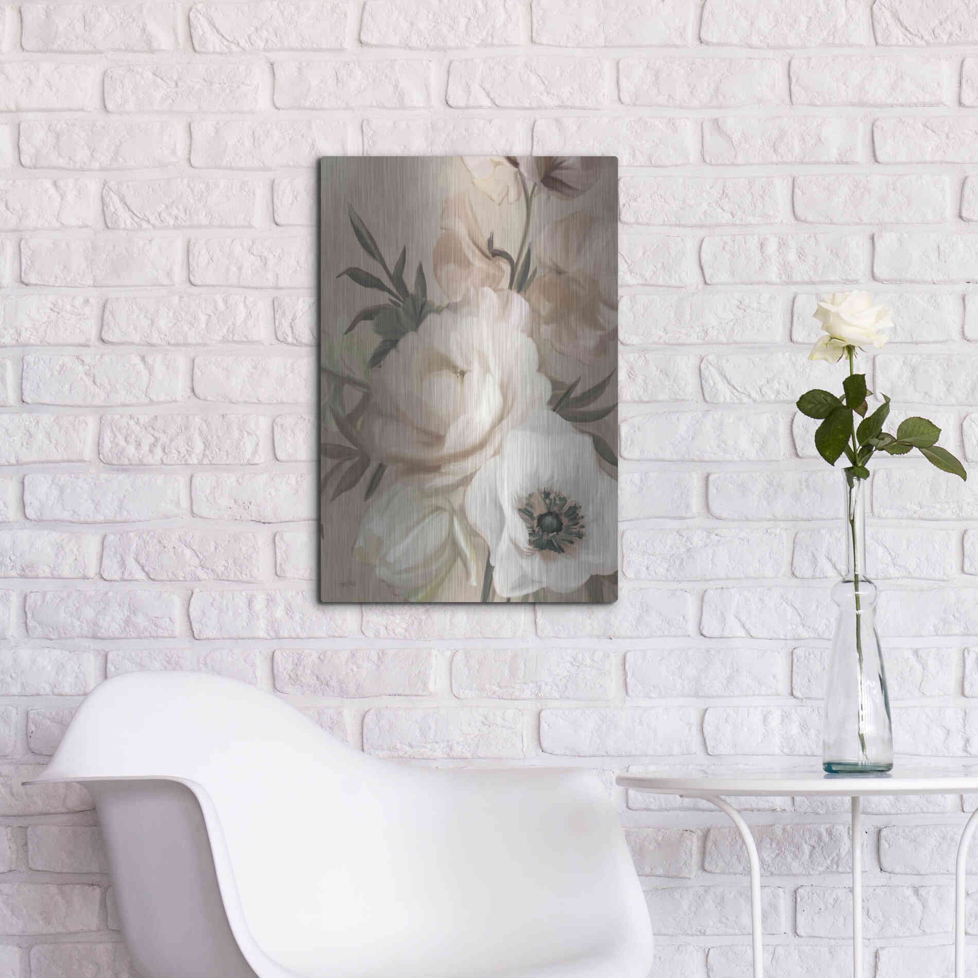 Luxe Metal Art 'Blush Peony Bouquet' by House Fenway, Metal Wall Art,16x24