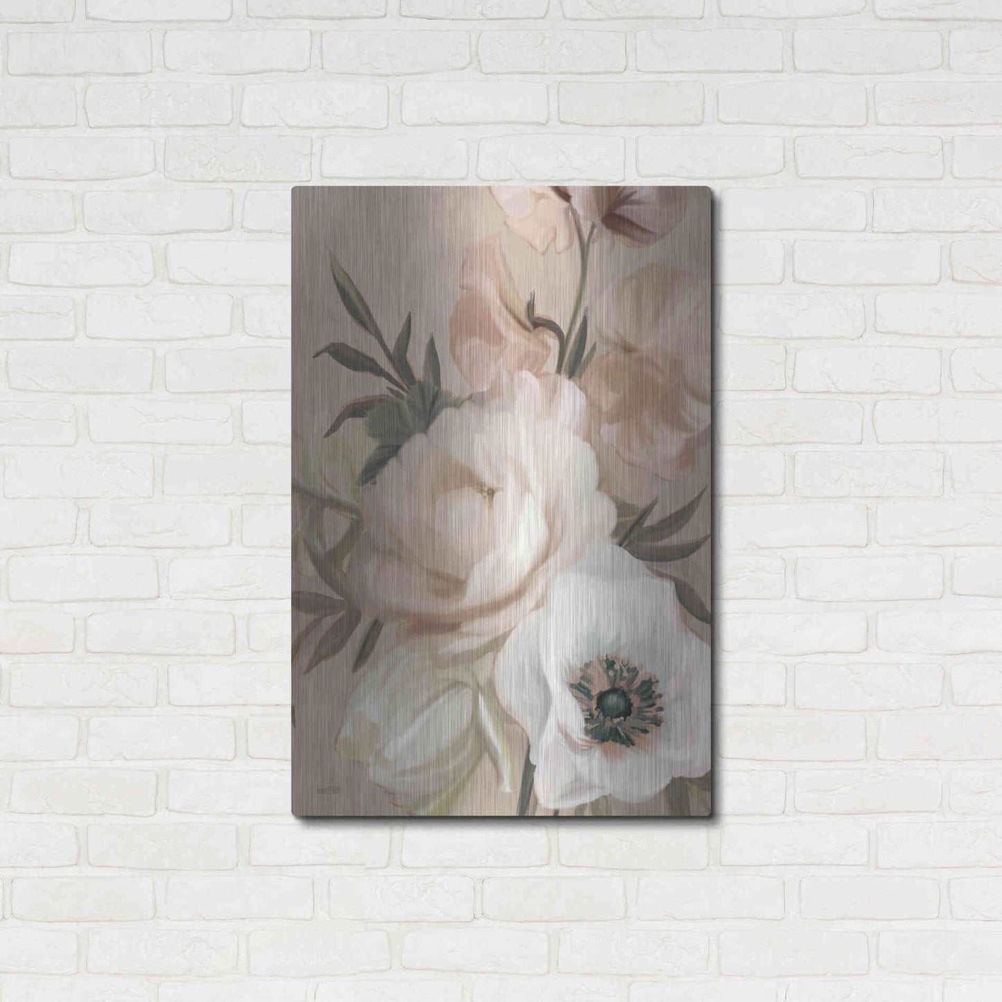 Luxe Metal Art 'Blush Peony Bouquet' by House Fenway, Metal Wall Art,24x36