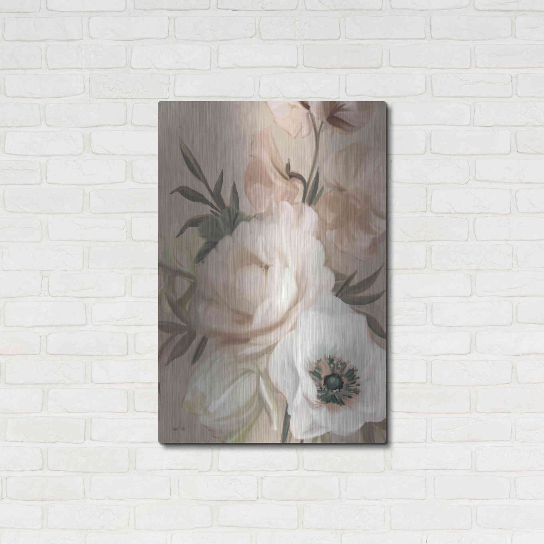 Luxe Metal Art 'Blush Peony Bouquet' by House Fenway, Metal Wall Art,24x36
