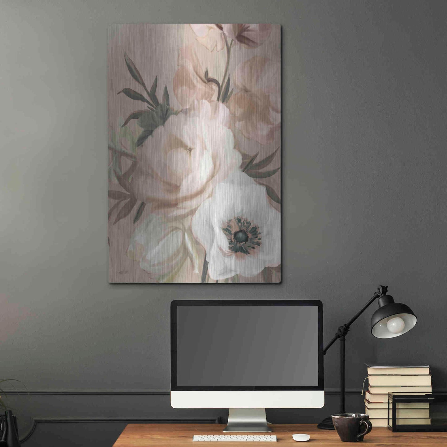 Luxe Metal Art 'Blush Peony Bouquet' by House Fenway, Metal Wall Art,24x36