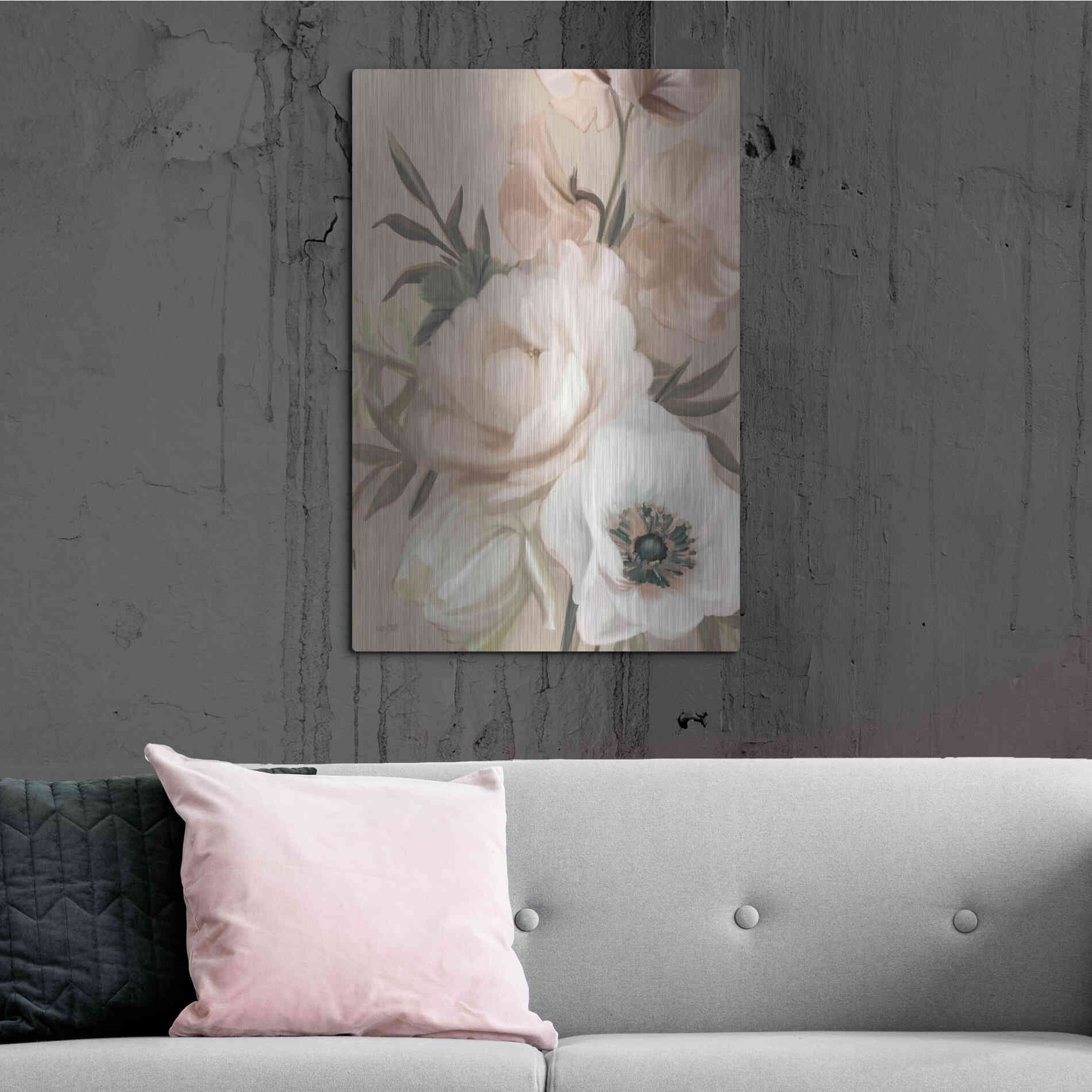 Luxe Metal Art 'Blush Peony Bouquet' by House Fenway, Metal Wall Art,24x36