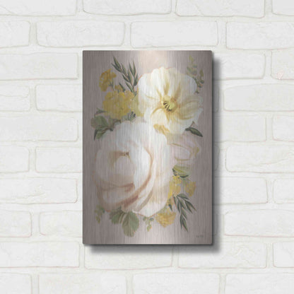 Luxe Metal Art 'Peach Peony Bouquet' by House Fenway, Metal Wall Art,12x16