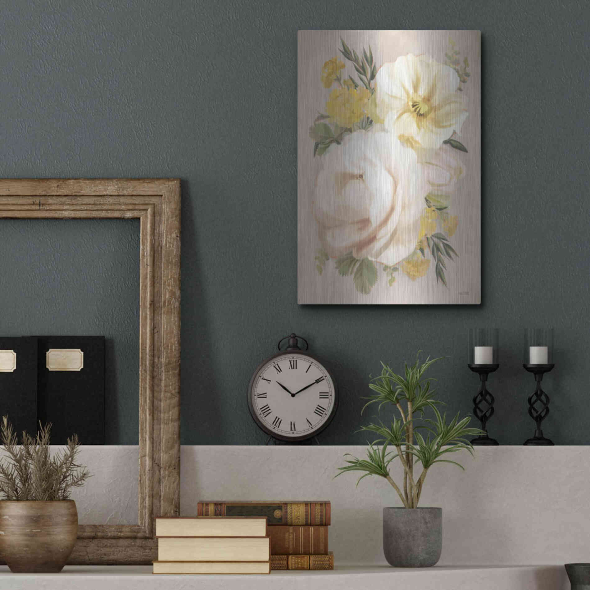 Luxe Metal Art 'Peach Peony Bouquet' by House Fenway, Metal Wall Art,12x16