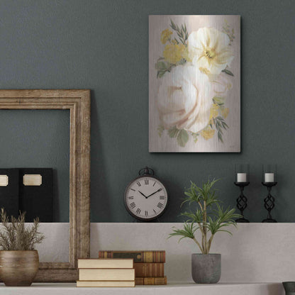 Luxe Metal Art 'Peach Peony Bouquet' by House Fenway, Metal Wall Art,12x16