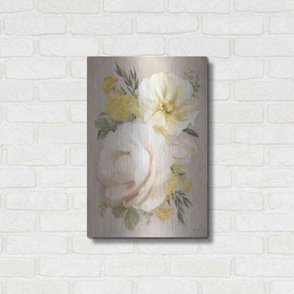 Luxe Metal Art 'Peach Peony Bouquet' by House Fenway, Metal Wall Art,16x24