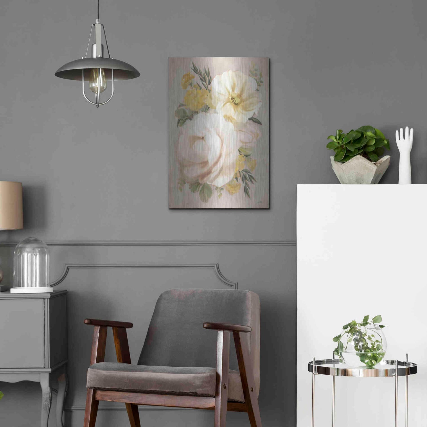 Luxe Metal Art 'Peach Peony Bouquet' by House Fenway, Metal Wall Art,16x24