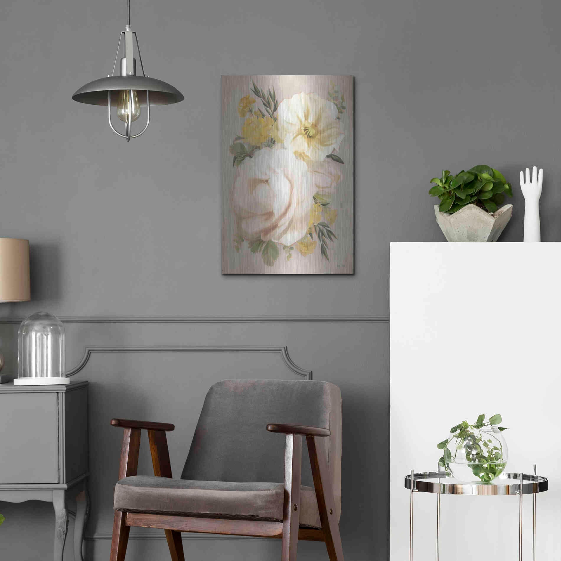Luxe Metal Art 'Peach Peony Bouquet' by House Fenway, Metal Wall Art,16x24