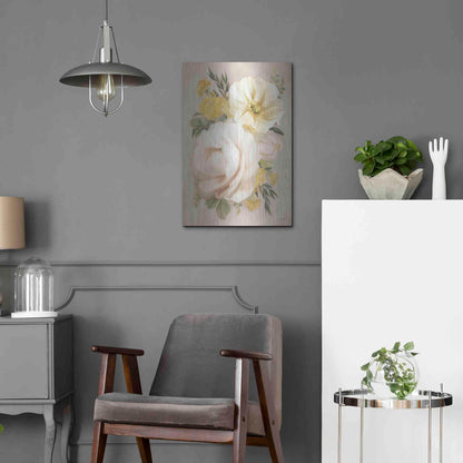 Luxe Metal Art 'Peach Peony Bouquet' by House Fenway, Metal Wall Art,16x24