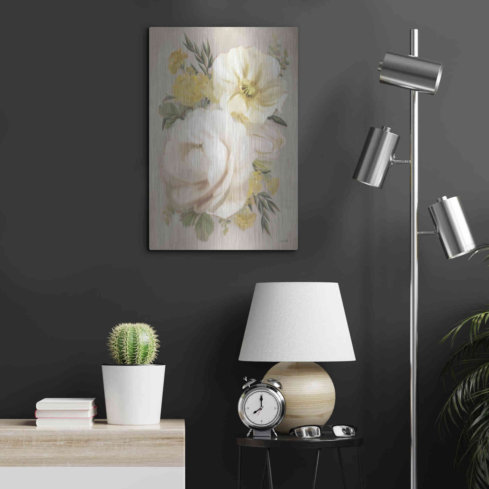 Luxe Metal Art 'Peach Peony Bouquet' by House Fenway, Metal Wall Art,16x24