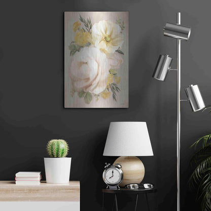 Luxe Metal Art 'Peach Peony Bouquet' by House Fenway, Metal Wall Art,16x24