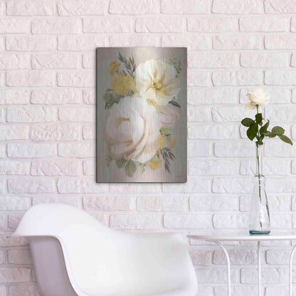 Luxe Metal Art 'Peach Peony Bouquet' by House Fenway, Metal Wall Art,16x24