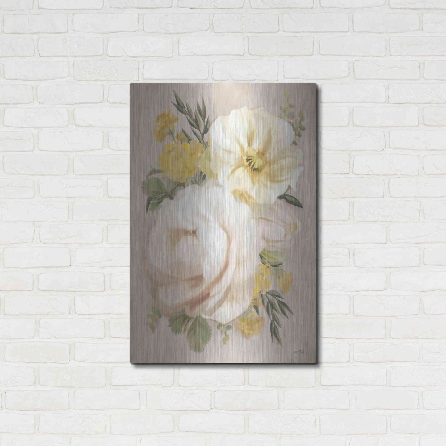 Luxe Metal Art 'Peach Peony Bouquet' by House Fenway, Metal Wall Art,24x36