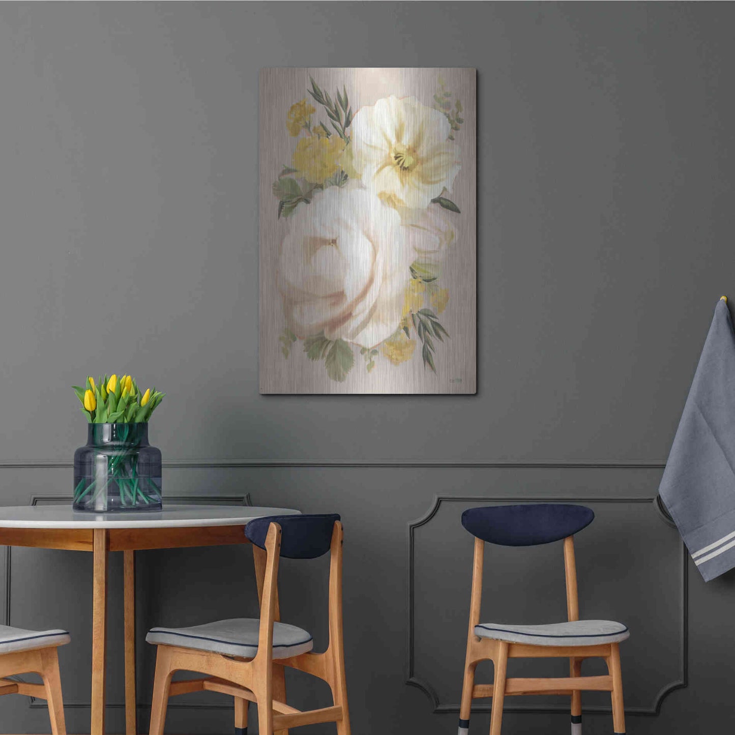 Luxe Metal Art 'Peach Peony Bouquet' by House Fenway, Metal Wall Art,24x36