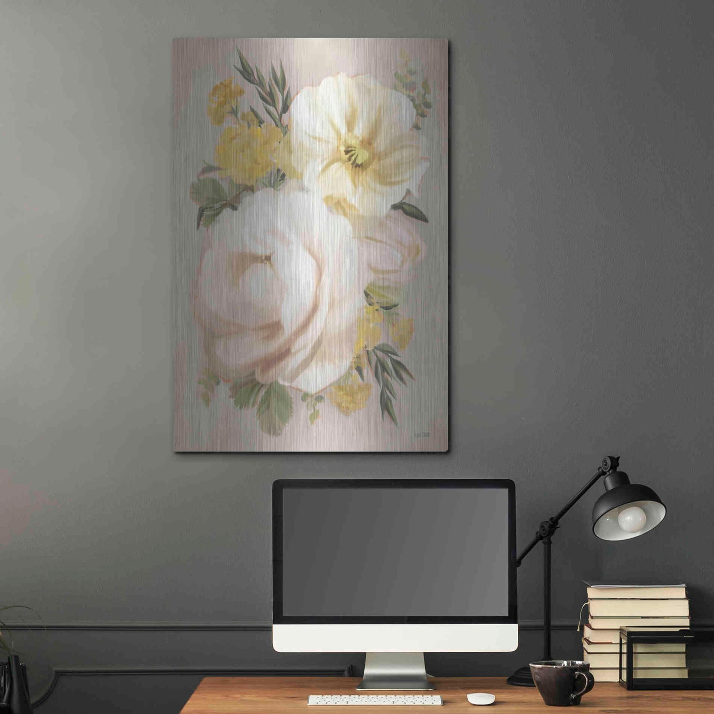 Luxe Metal Art 'Peach Peony Bouquet' by House Fenway, Metal Wall Art,24x36