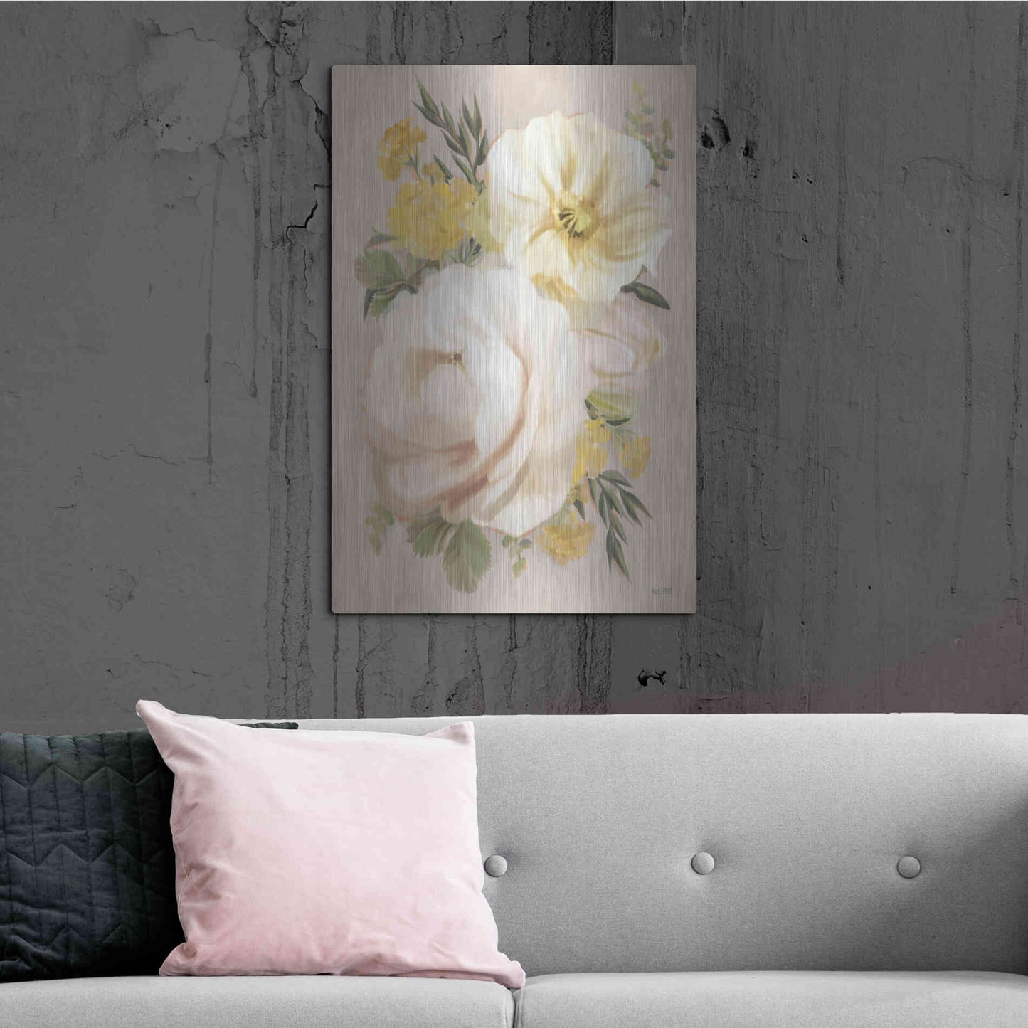 Luxe Metal Art 'Peach Peony Bouquet' by House Fenway, Metal Wall Art,24x36