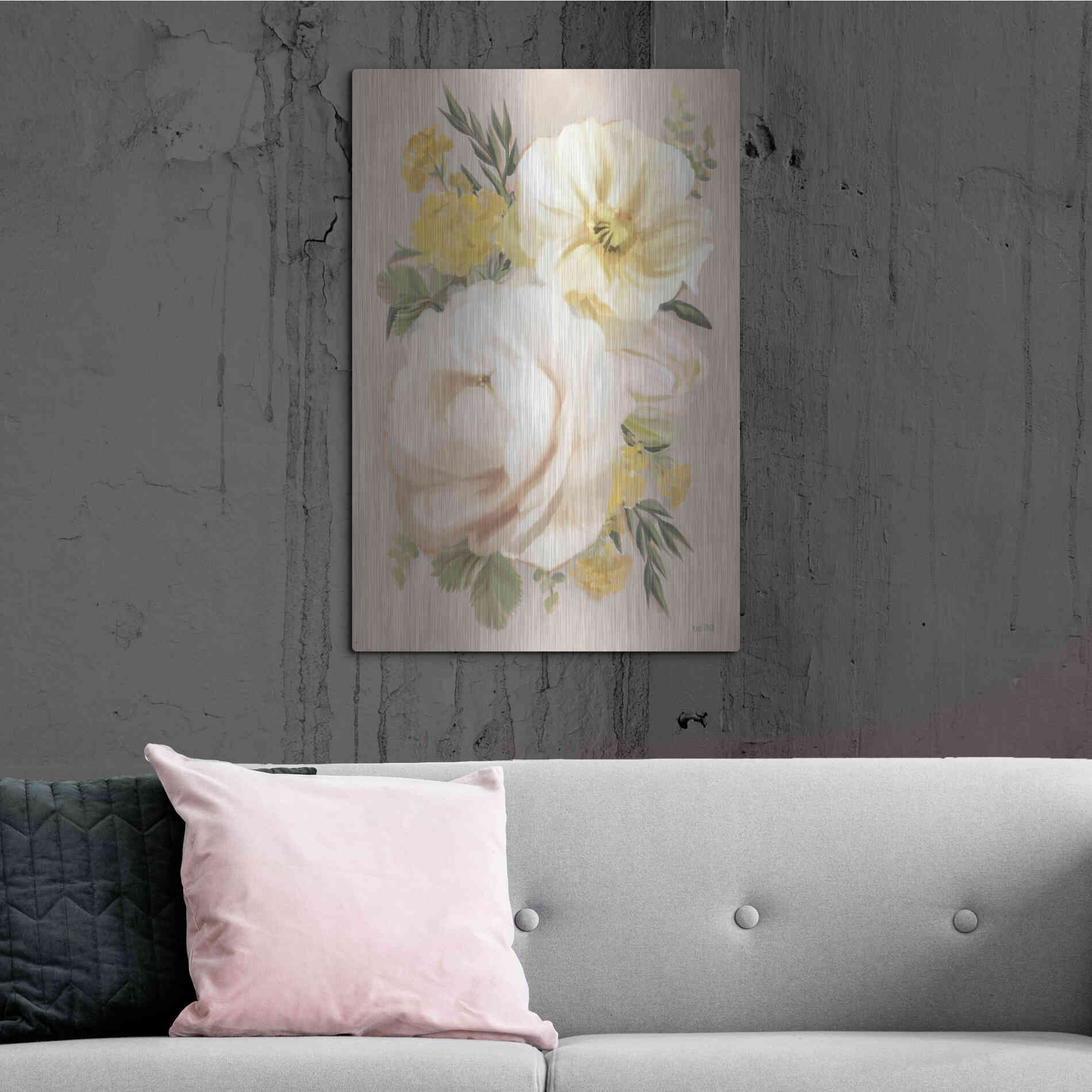 Luxe Metal Art 'Peach Peony Bouquet' by House Fenway, Metal Wall Art,24x36