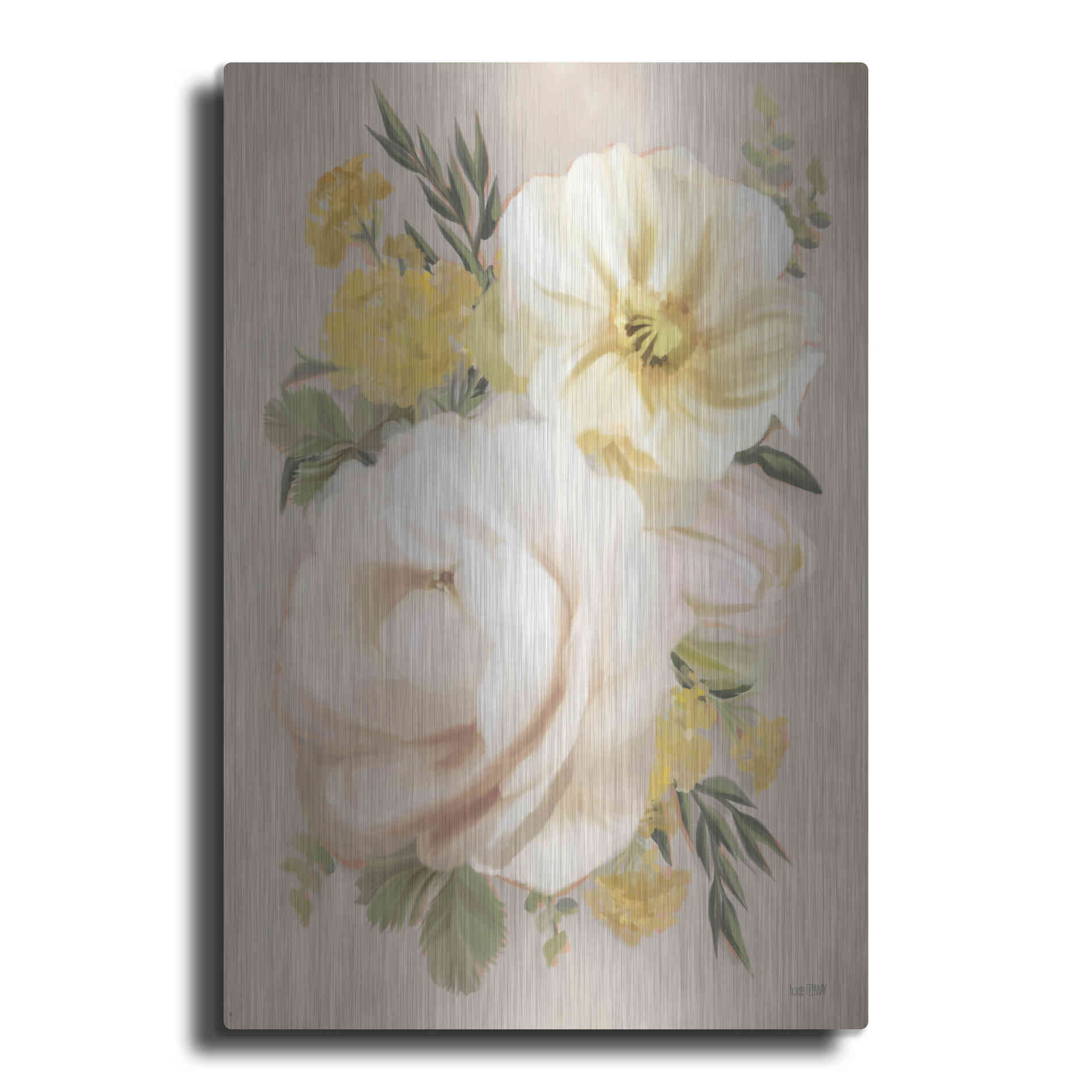 Luxe Metal Art 'Peach Peony Bouquet' by House Fenway, Metal Wall Art