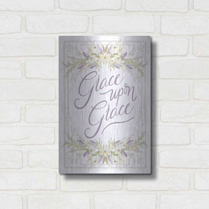 Luxe Metal Art 'Grace Upon Grace' by House Fenway, Metal Wall Art,12x16