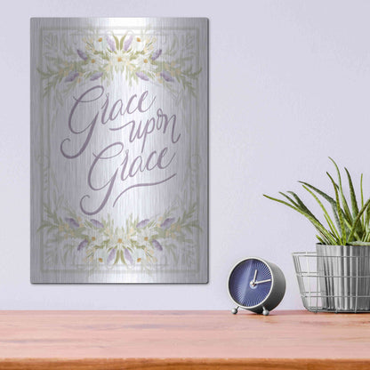 Luxe Metal Art 'Grace Upon Grace' by House Fenway, Metal Wall Art,12x16