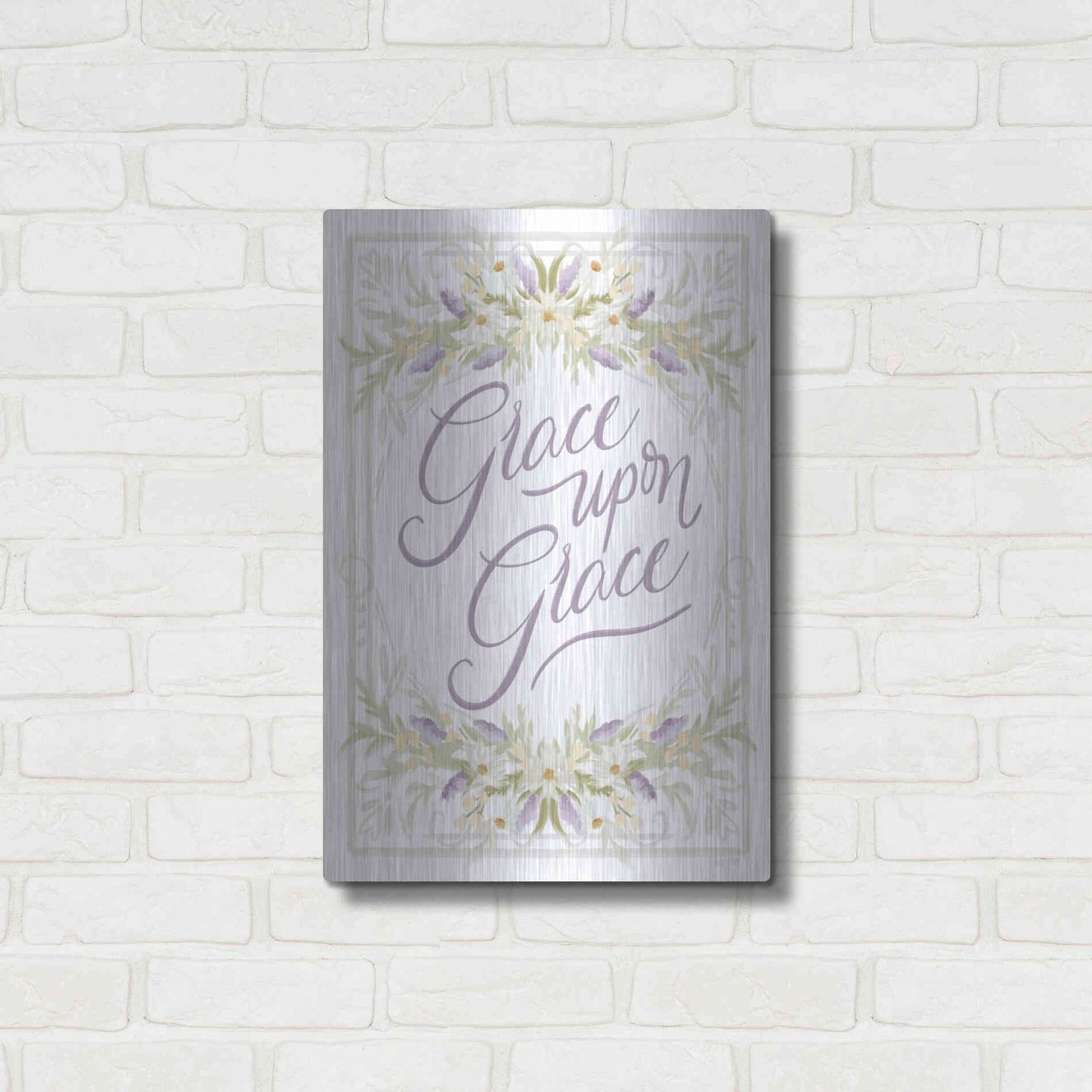 Luxe Metal Art 'Grace Upon Grace' by House Fenway, Metal Wall Art,16x24