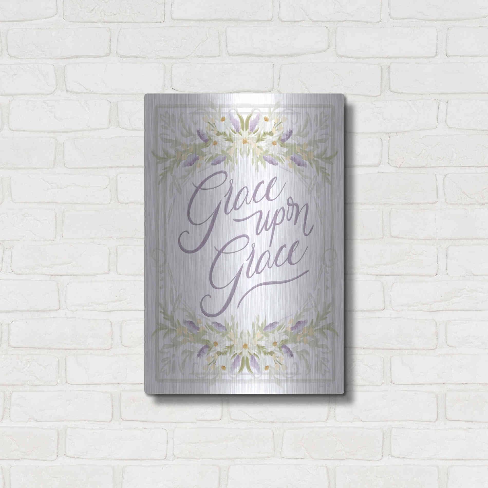 Luxe Metal Art 'Grace Upon Grace' by House Fenway, Metal Wall Art,16x24