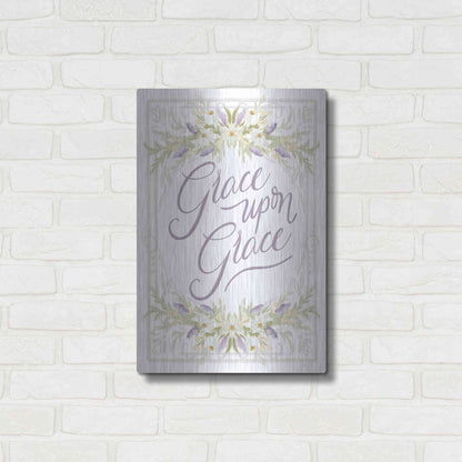 Luxe Metal Art 'Grace Upon Grace' by House Fenway, Metal Wall Art,16x24