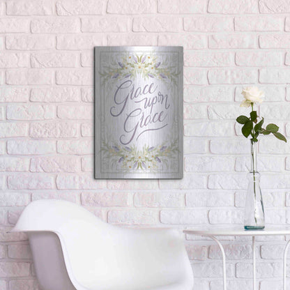 Luxe Metal Art 'Grace Upon Grace' by House Fenway, Metal Wall Art,16x24