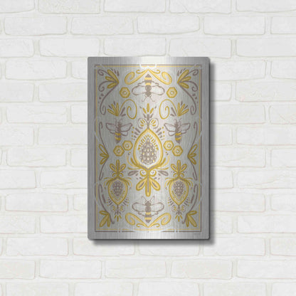 Luxe Metal Art 'Bumblebee Brocade' by House Fenway, Metal Wall Art,16x24