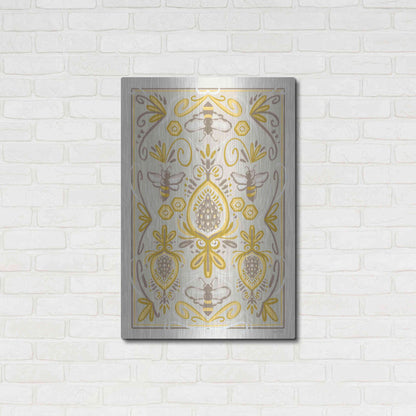 Luxe Metal Art 'Bumblebee Brocade' by House Fenway, Metal Wall Art,24x36