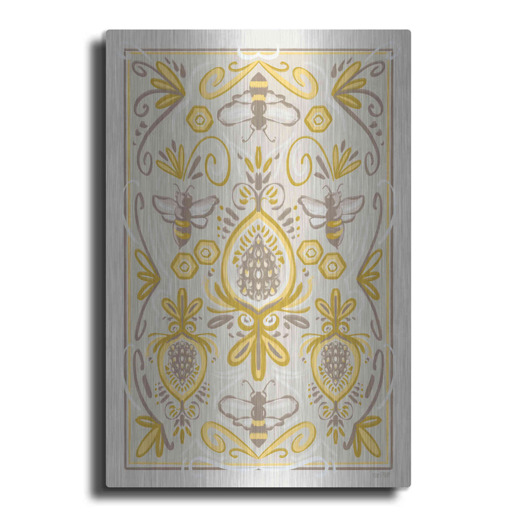 Luxe Metal Art 'Bumblebee Brocade' by House Fenway, Metal Wall Art