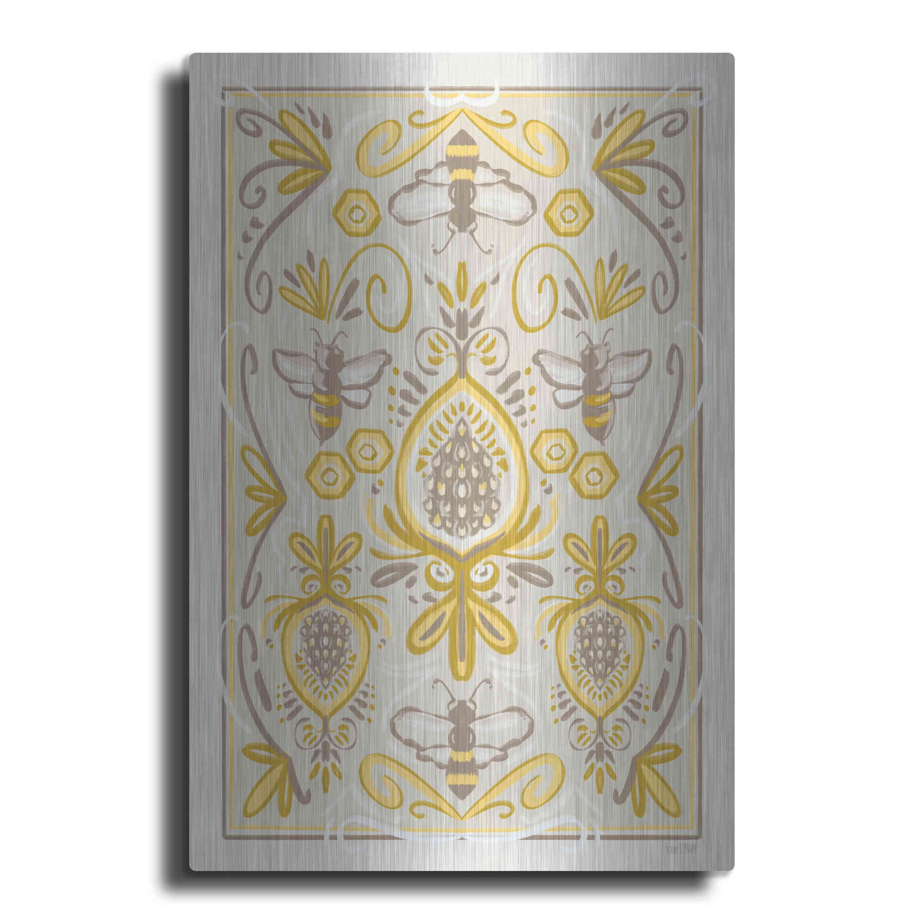 Luxe Metal Art 'Bumblebee Brocade' by House Fenway, Metal Wall Art