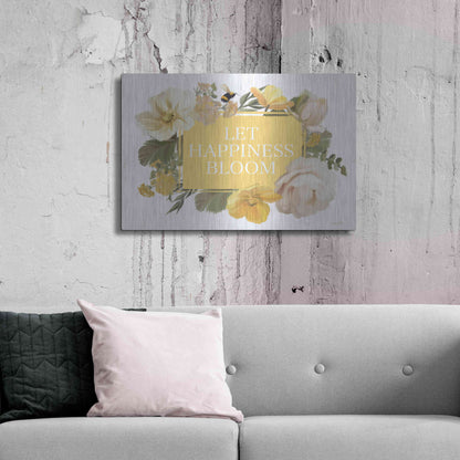 Luxe Metal Art 'Let Happiness Bloom' by House Fenway, Metal Wall Art,36x24