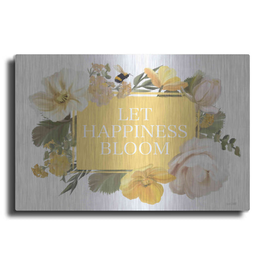 Luxe Metal Art 'Let Happiness Bloom' by House Fenway, Metal Wall Art