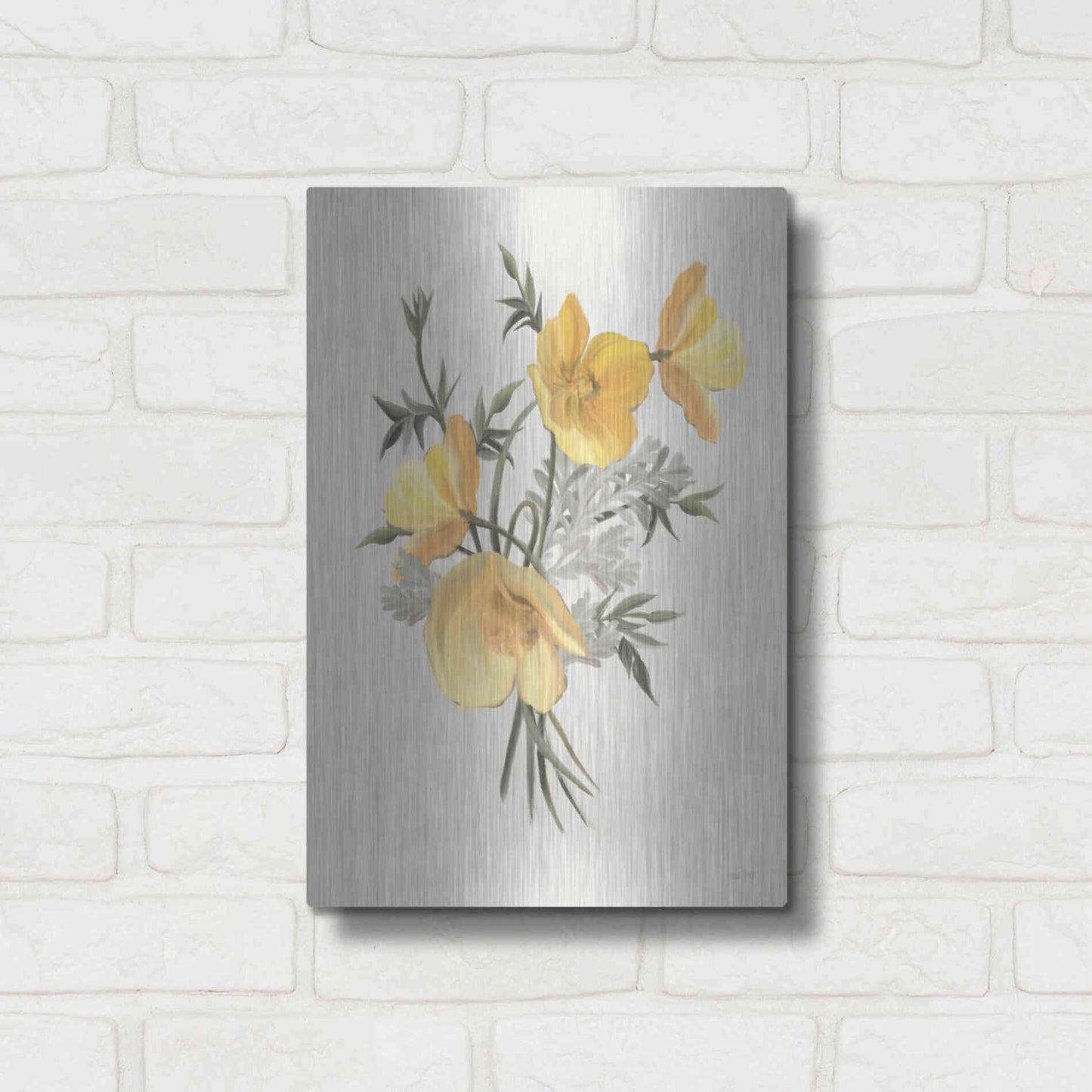 Luxe Metal Art 'Wild Yellow Poppies' by House Fenway, Metal Wall Art,12x16