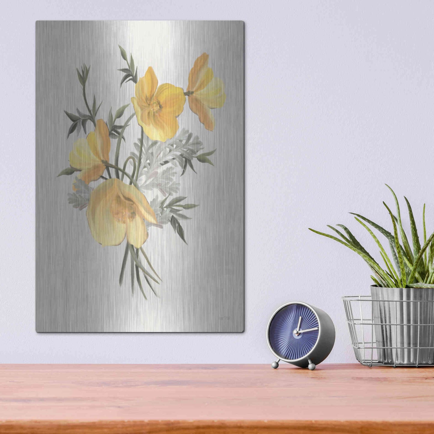 Luxe Metal Art 'Wild Yellow Poppies' by House Fenway, Metal Wall Art,12x16