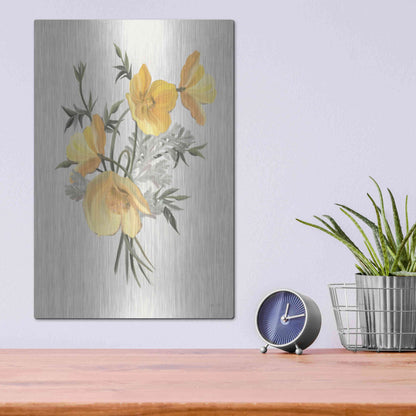 Luxe Metal Art 'Wild Yellow Poppies' by House Fenway, Metal Wall Art,12x16