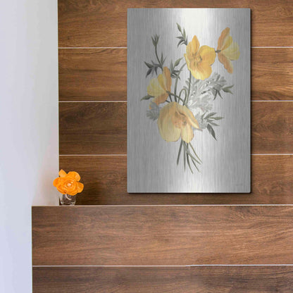 Luxe Metal Art 'Wild Yellow Poppies' by House Fenway, Metal Wall Art,12x16