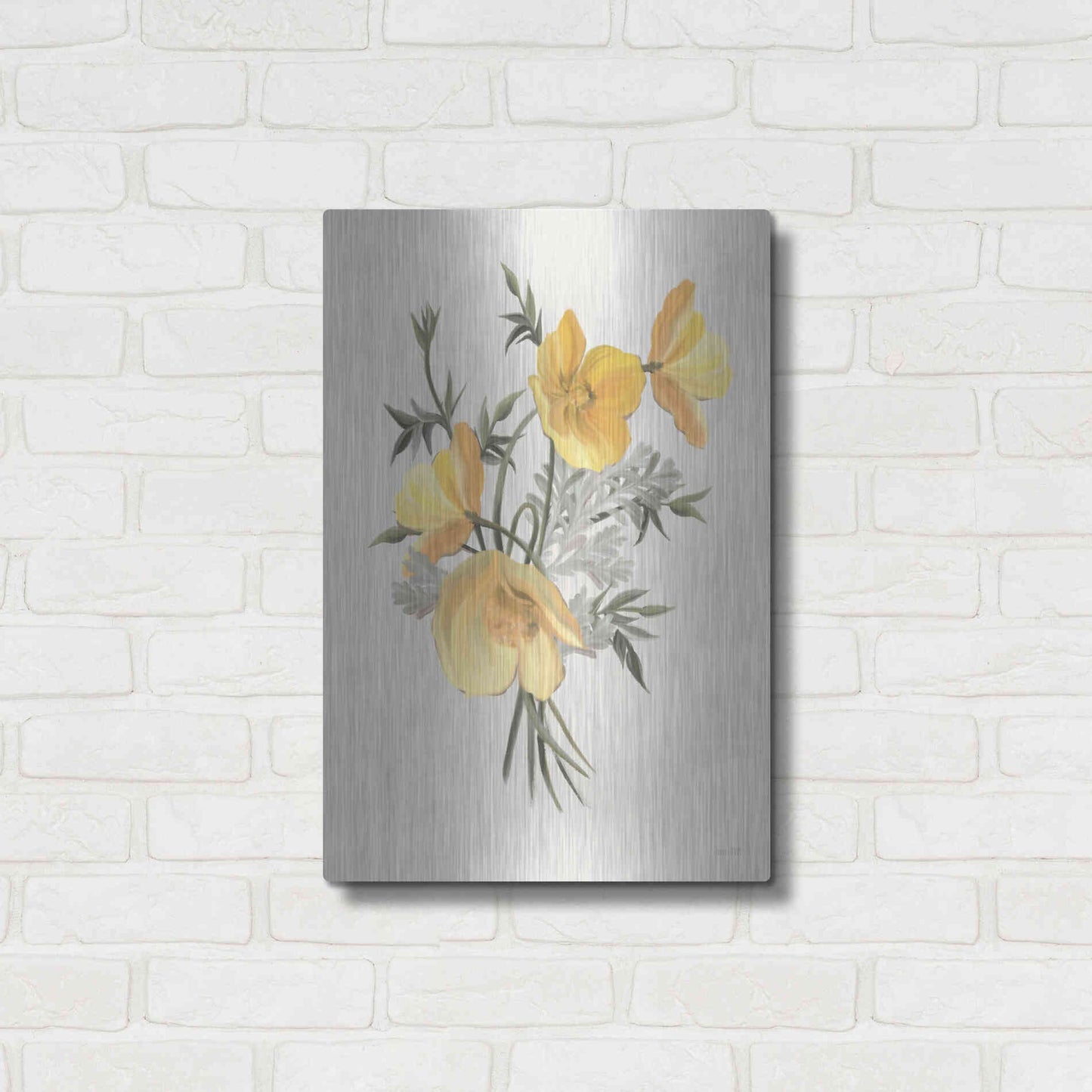 Luxe Metal Art 'Wild Yellow Poppies' by House Fenway, Metal Wall Art,16x24