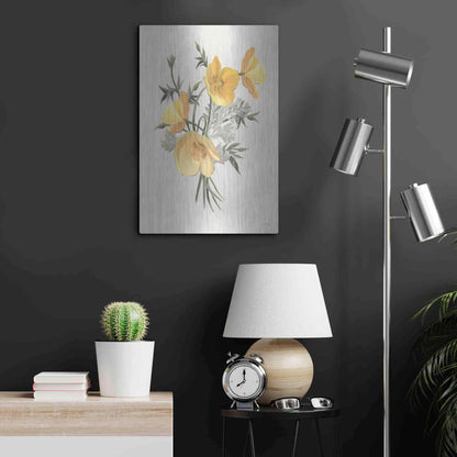 Luxe Metal Art 'Wild Yellow Poppies' by House Fenway, Metal Wall Art,16x24