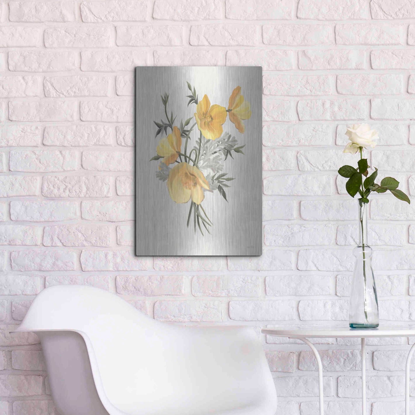 Luxe Metal Art 'Wild Yellow Poppies' by House Fenway, Metal Wall Art,16x24