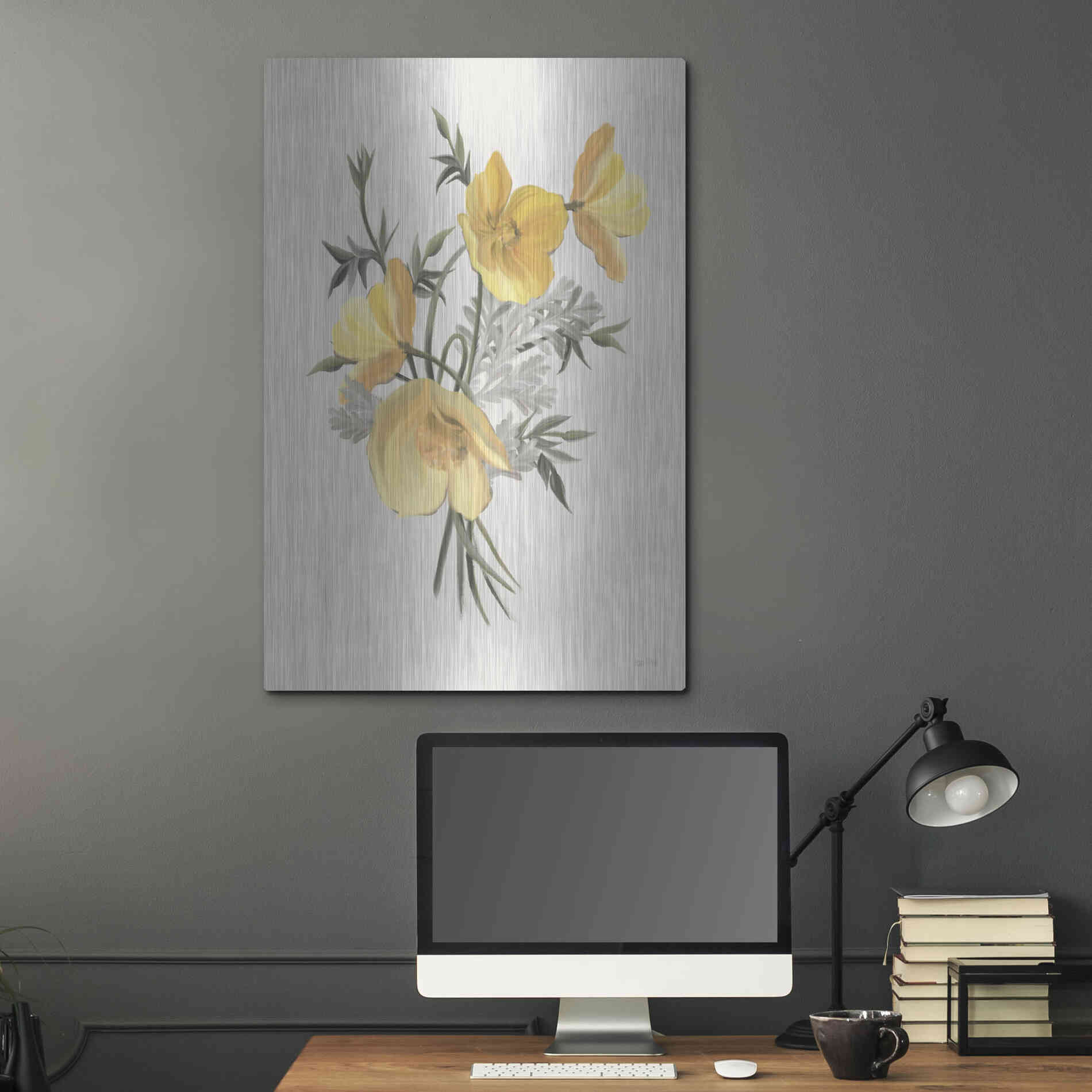 Luxe Metal Art 'Wild Yellow Poppies' by House Fenway, Metal Wall Art,24x36