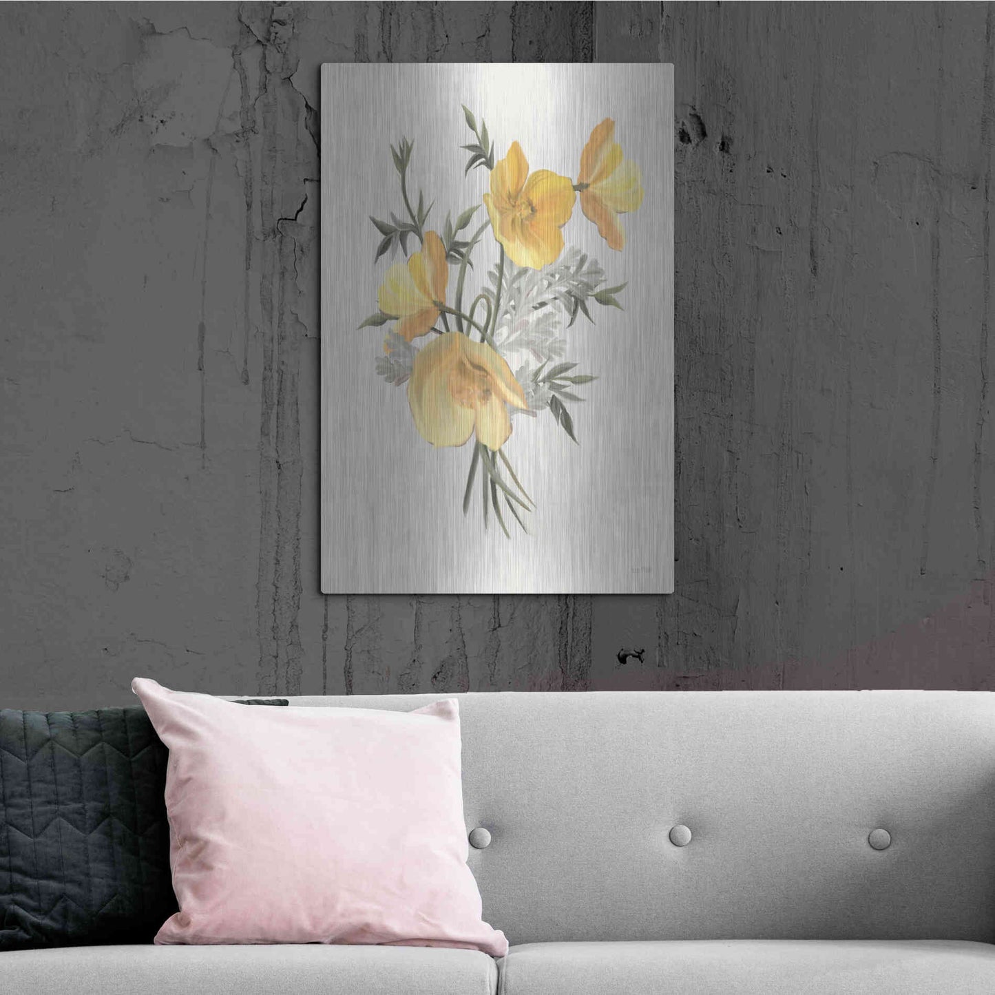 Luxe Metal Art 'Wild Yellow Poppies' by House Fenway, Metal Wall Art,24x36