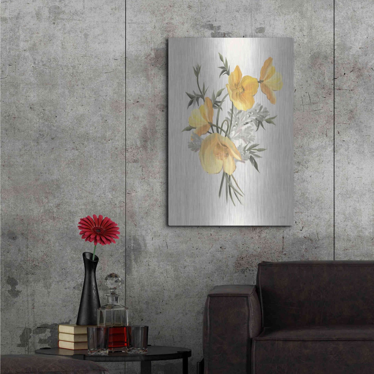 Luxe Metal Art 'Wild Yellow Poppies' by House Fenway, Metal Wall Art,24x36