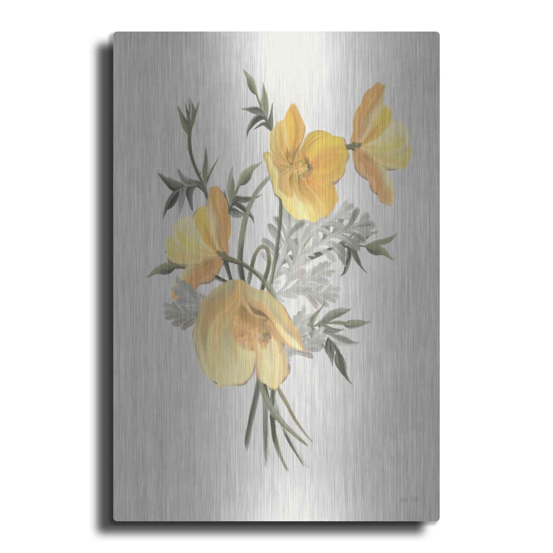 Luxe Metal Art 'Wild Yellow Poppies' by House Fenway, Metal Wall Art