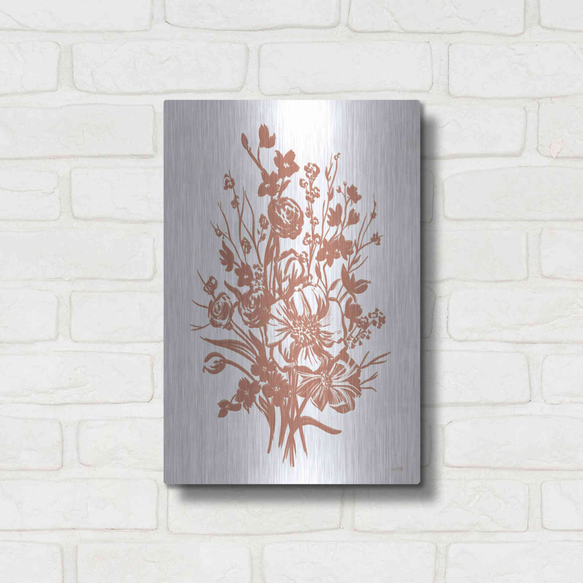 Luxe Metal Art 'Floral Blossoms' by House Fenway, Metal Wall Art,12x16