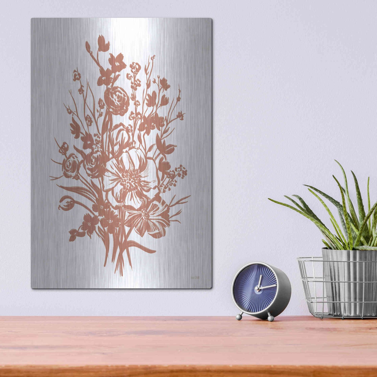 Luxe Metal Art 'Floral Blossoms' by House Fenway, Metal Wall Art,12x16