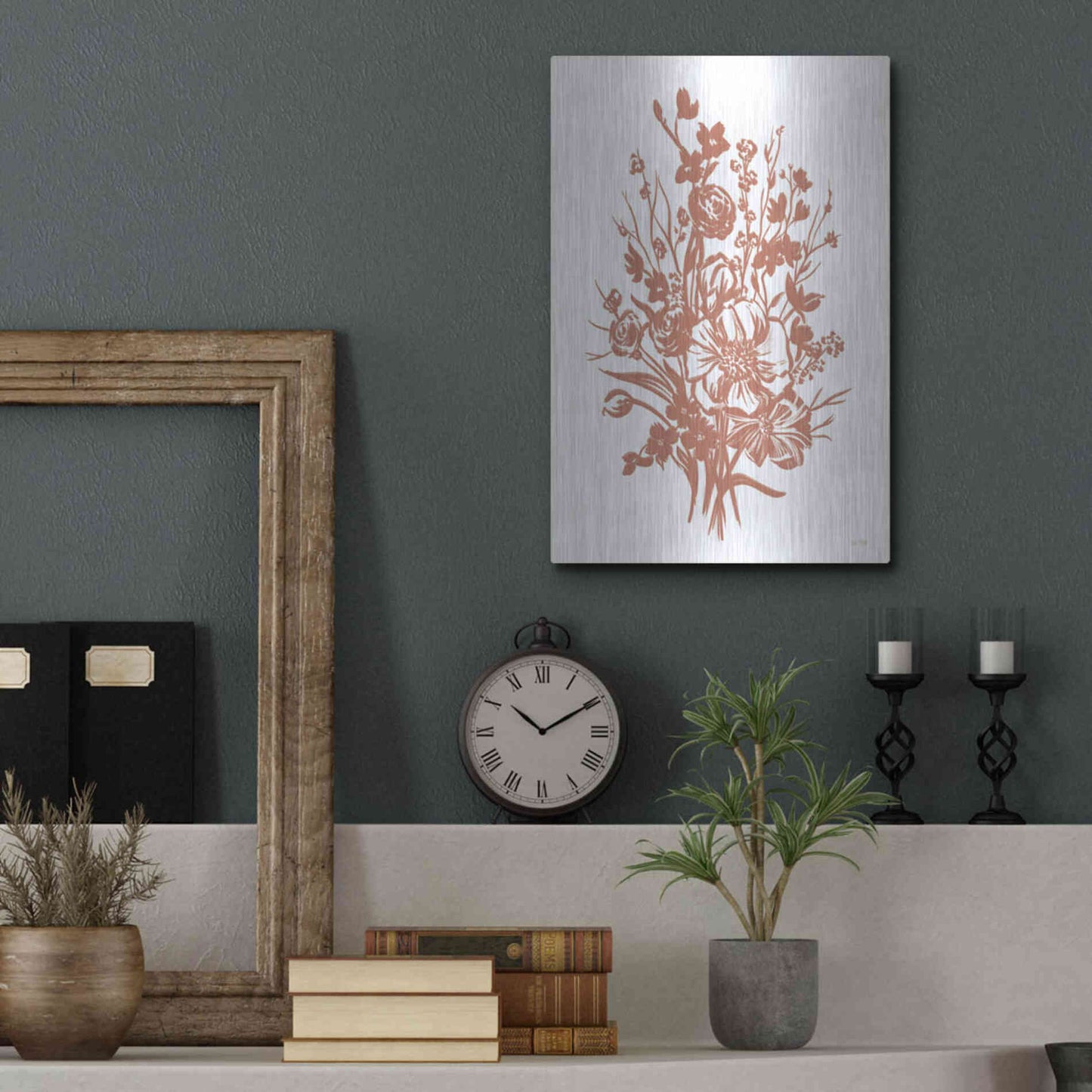 Luxe Metal Art 'Floral Blossoms' by House Fenway, Metal Wall Art,12x16