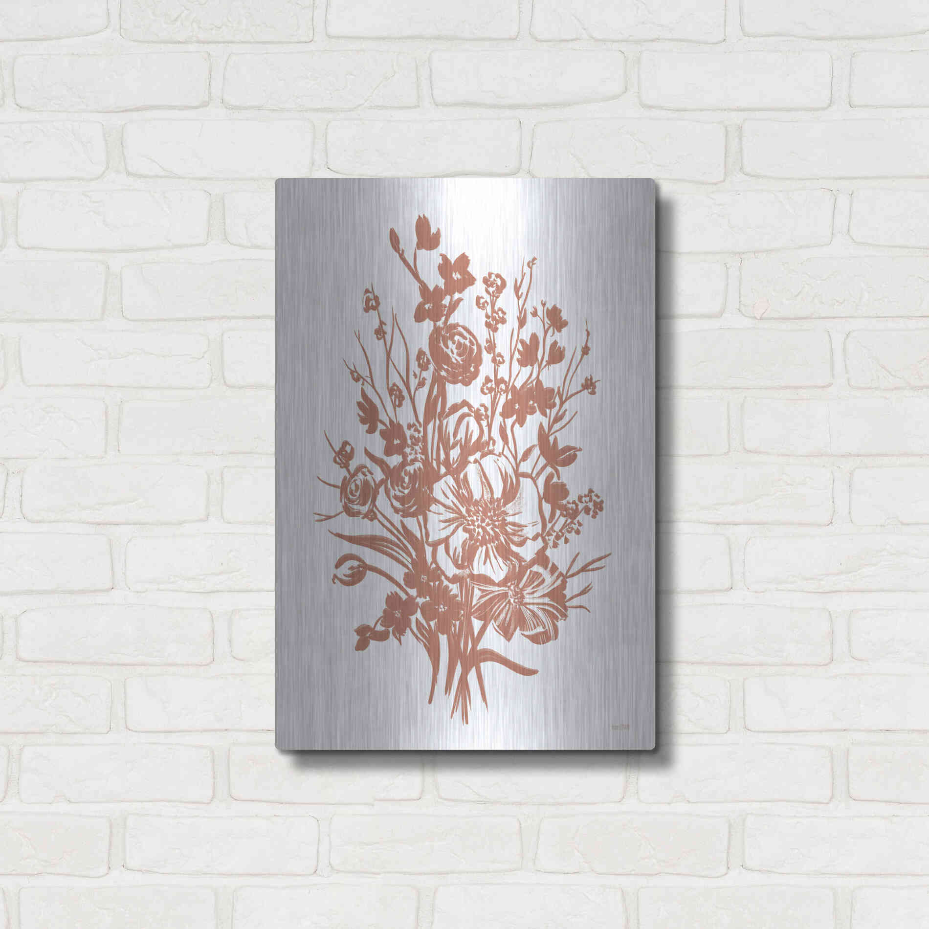 Luxe Metal Art 'Floral Blossoms' by House Fenway, Metal Wall Art,16x24