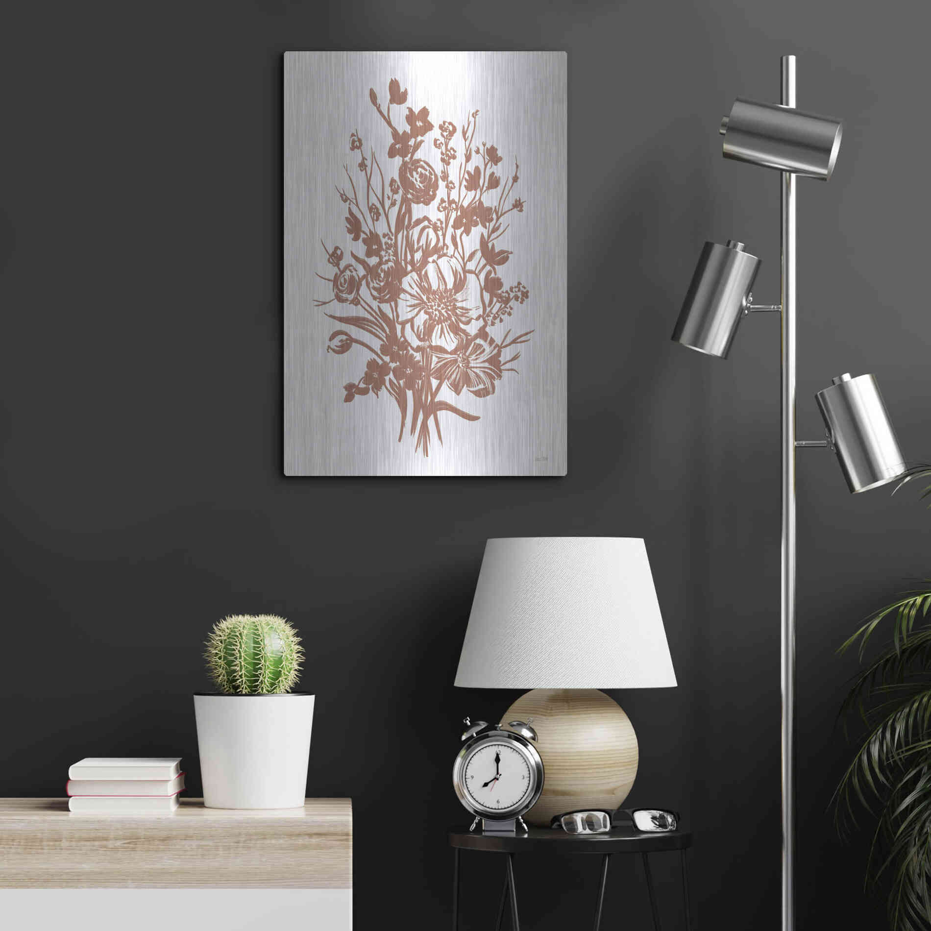 Luxe Metal Art 'Floral Blossoms' by House Fenway, Metal Wall Art,16x24