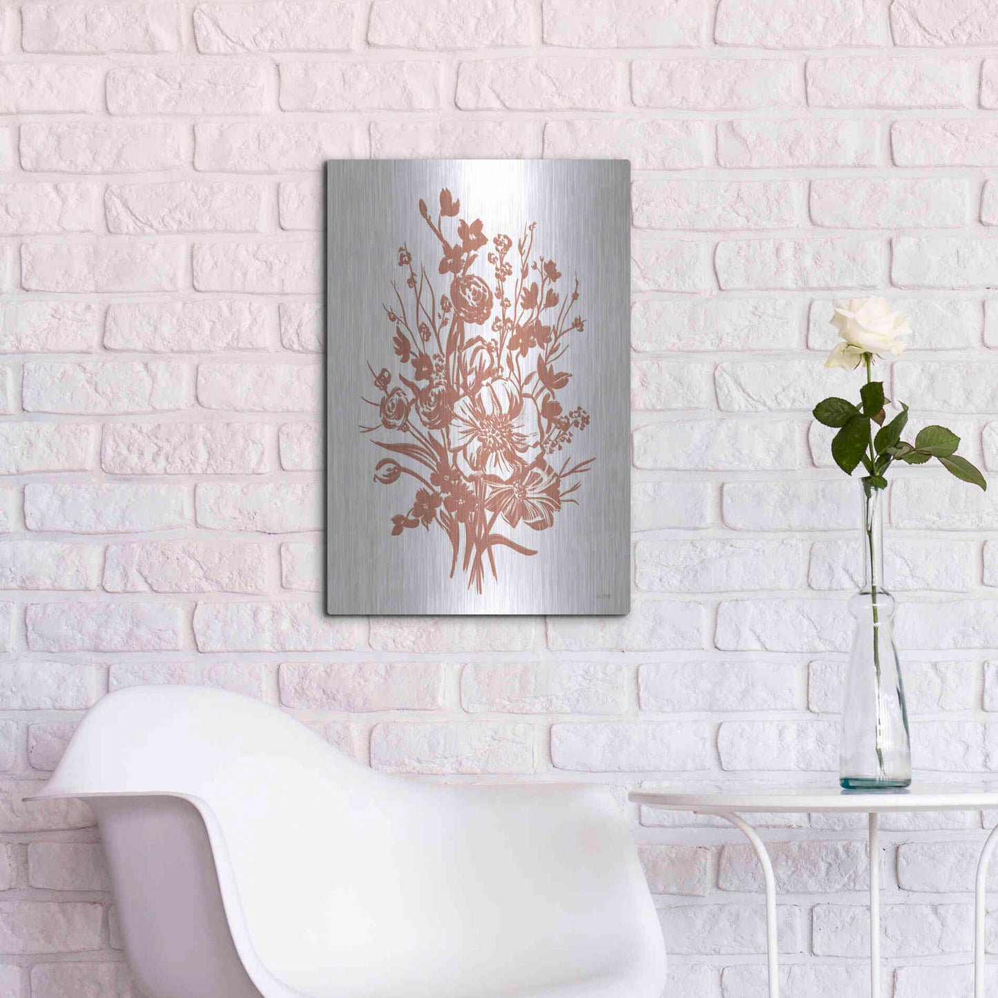 Luxe Metal Art 'Floral Blossoms' by House Fenway, Metal Wall Art,16x24